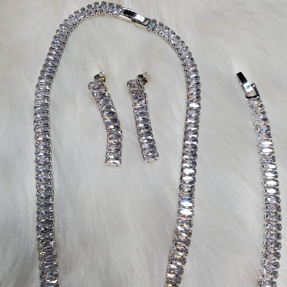 Cz baguette necklace set ✨️ sterling - Picture 6 of 8